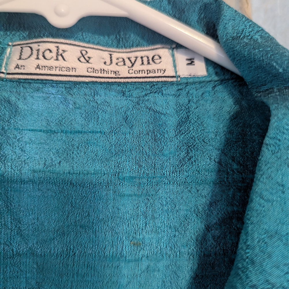 105. Blue Boxy Button Down Shirt with Notched Collar - Picture 3 of 4